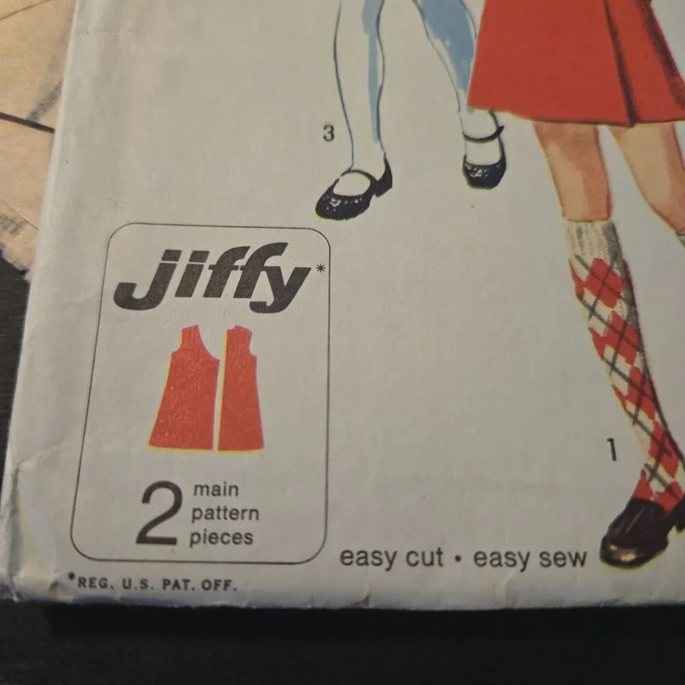 Simplicity 8945 sewing pattern girls front wrap jumper dress size 4 70s UNCUT
